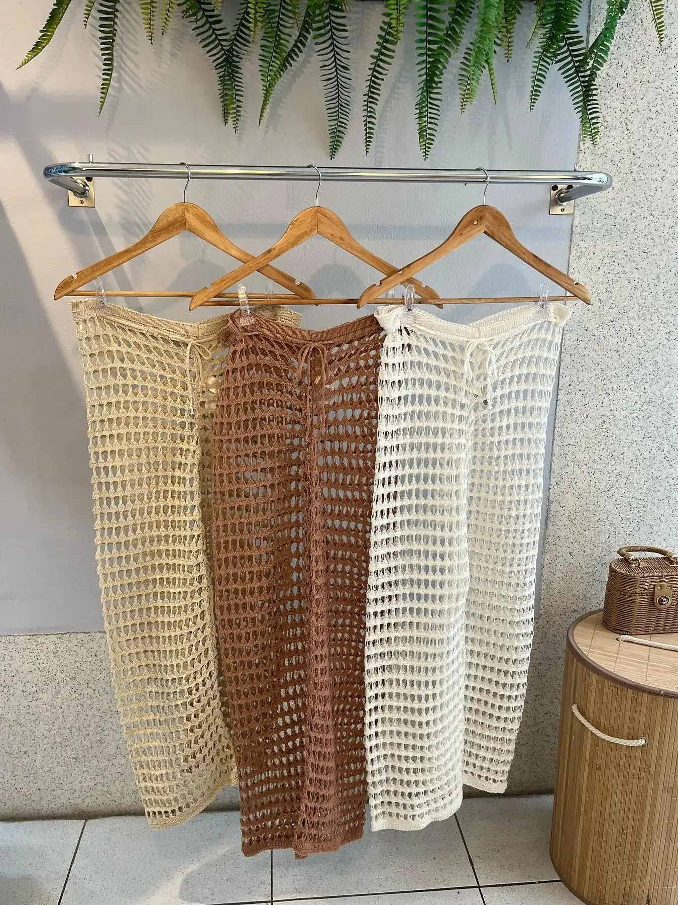 Elegant Wide Leg Knit Pants - Women's Summer Elastic Waist Trousers