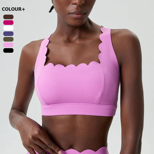 Women's Buttery Soft Fitness Yoga Bra Square Neckline Gym Crop Back Sports Vest