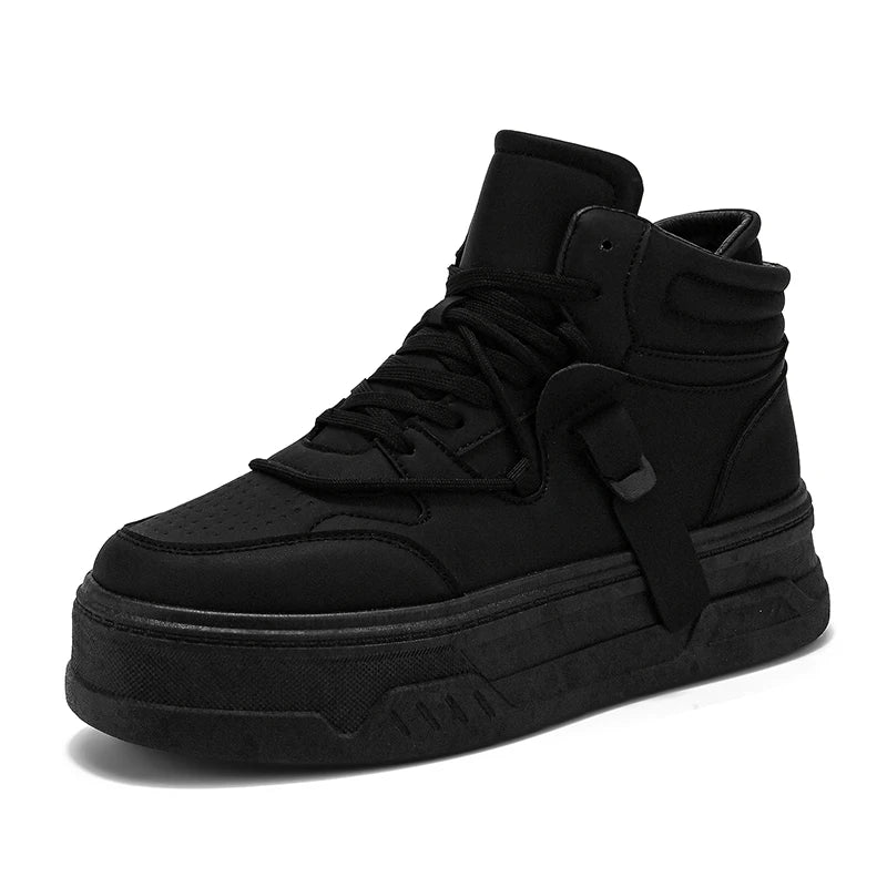 High-Top Platform Sneakers - Men's Thick-Sole Running Shoes