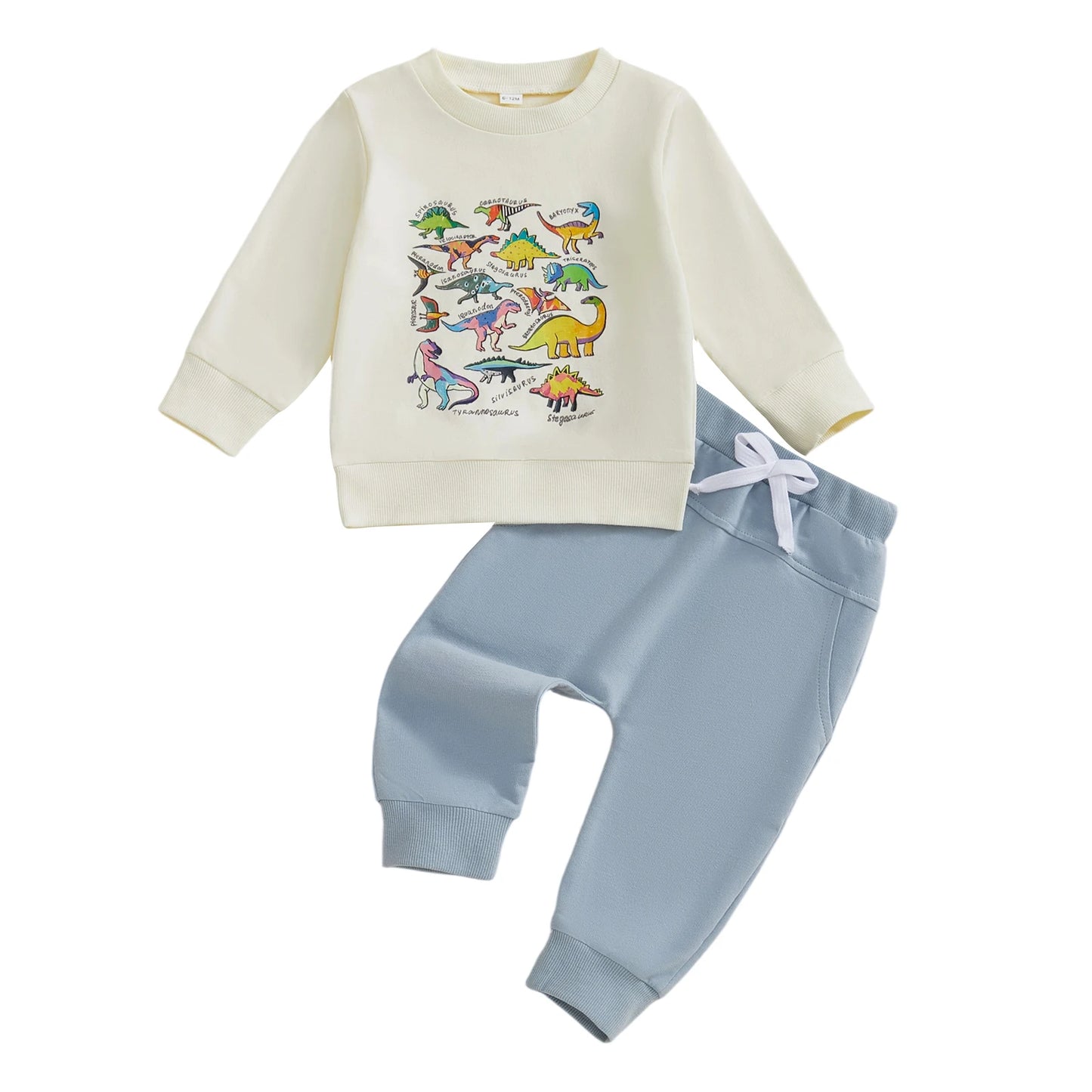 Baby Boy's Outfit Set - Dinosaur/Animal Print Sweatshirt & Elastic Pants