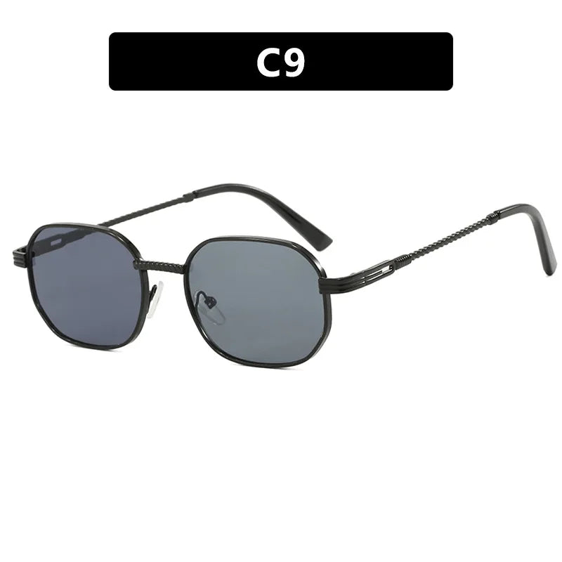 Elliptical Metal Small Frame Sunglasses UV400