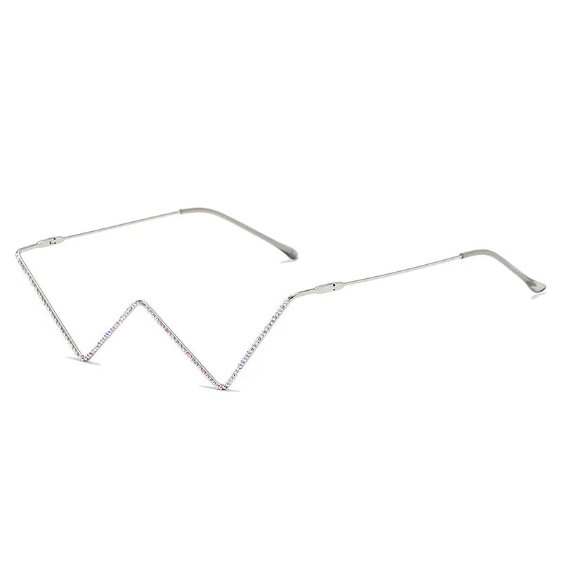 W-Shaped Rhinestone Glasses Frame - Fashion Decorative Eyewear for Women