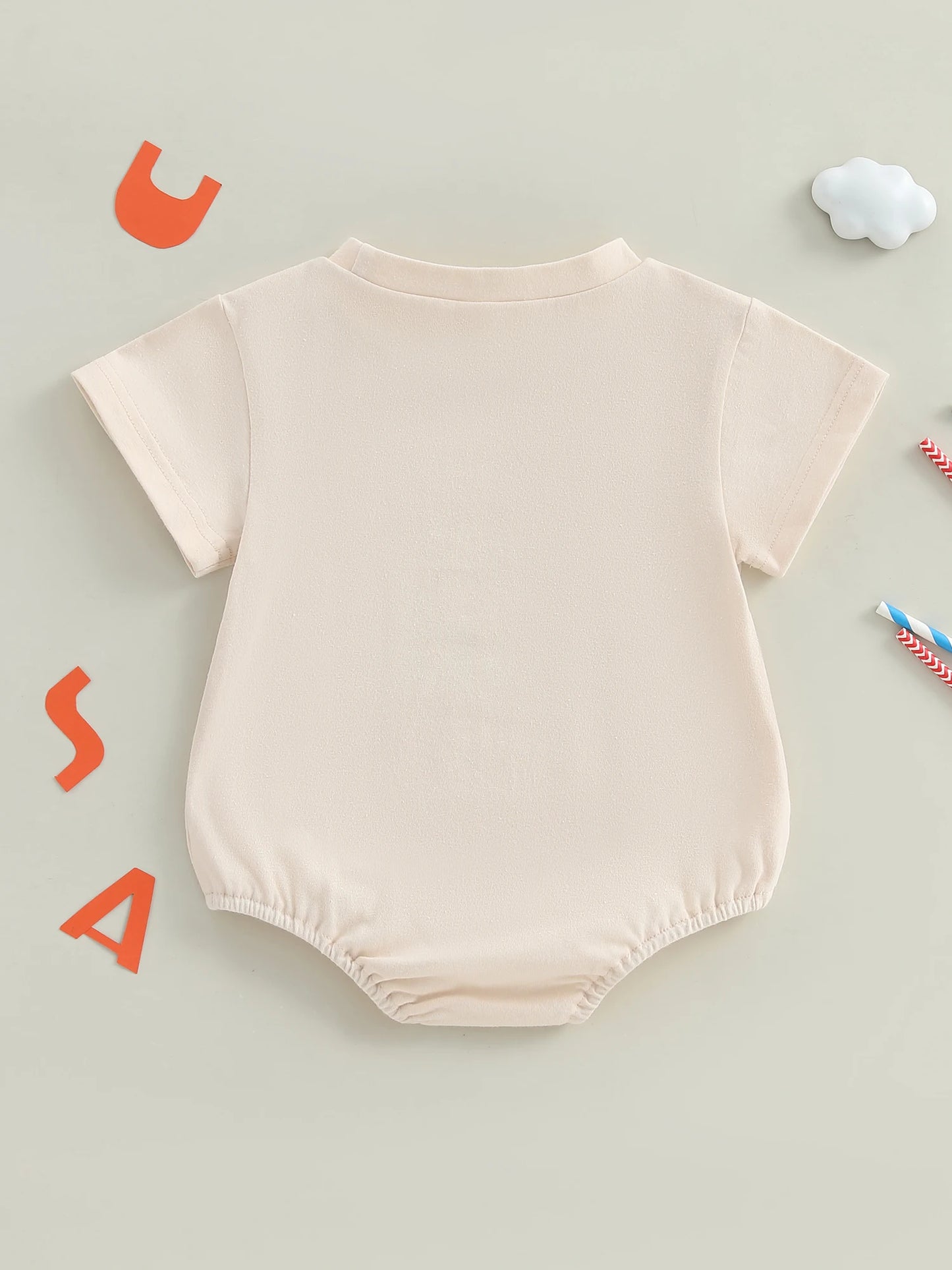 0-18M Summer Baby Boys Girls Romper Short Sleeve Crew Neck Letters Star Print Jumpsuit