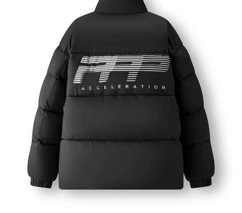 Cotton Padded Jacket Men Thick Printed Texture Stand Collar Winter Fashion Outerwear