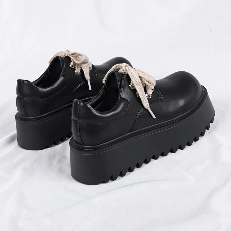 Men’s Platform Casual Genuine Leather Thick Sole British Shoes