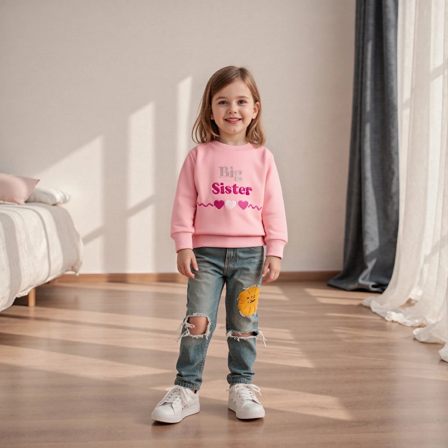 Baby Romper Sweatshirt - Letters Heart Embroidery Pullover