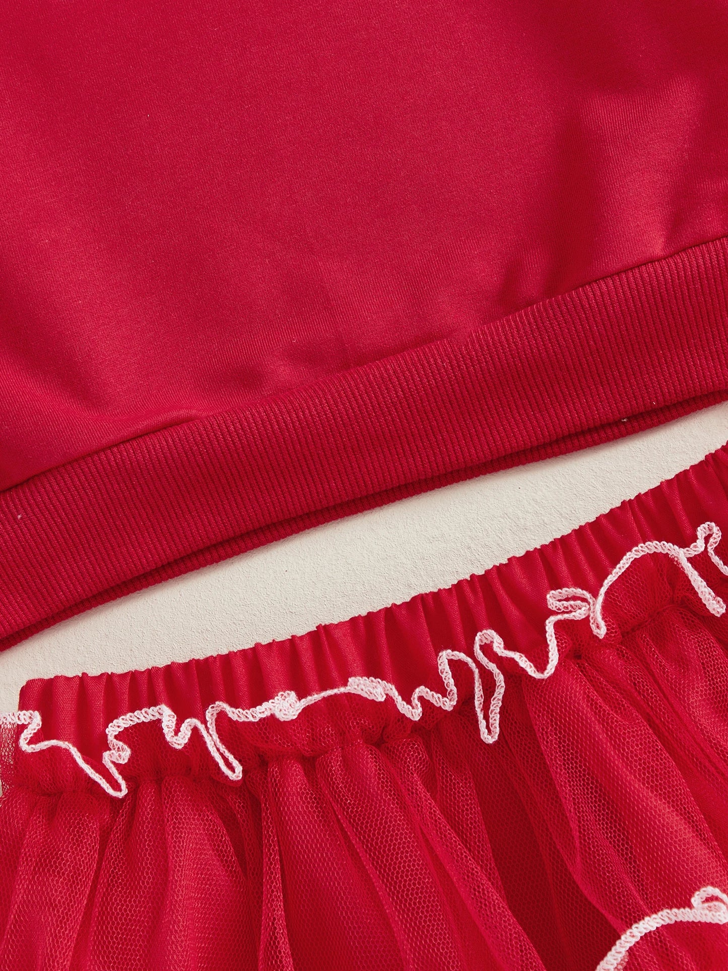 Kids Girls Christmas Outfit Set - Long Sleeve Xmas Embroidery Sweatshirt & Tulle Skirt (0-4Y)