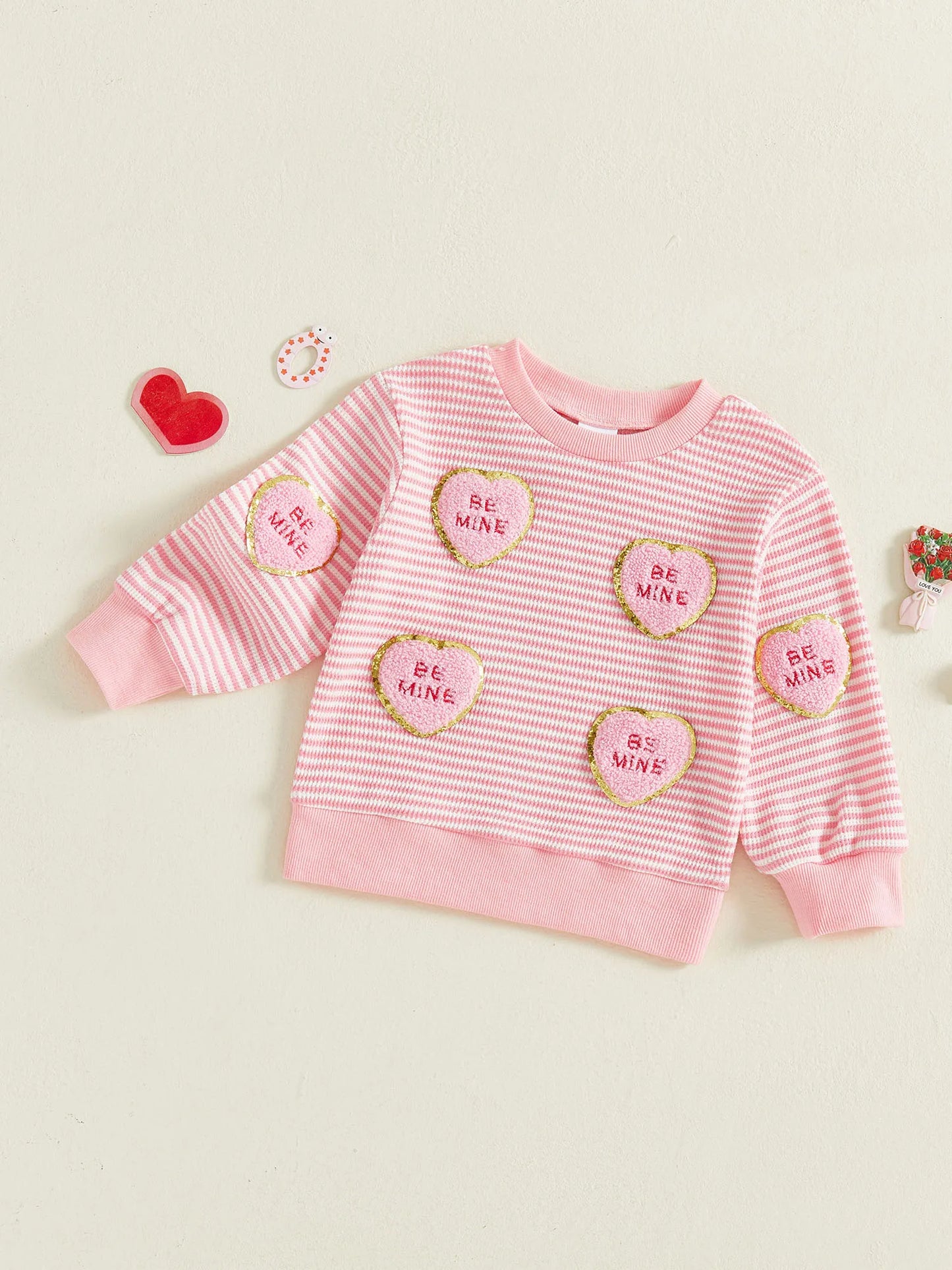 Toddler Girls Valentine's Day Sweatshirt with Heart Embroidery (0-4Y)
