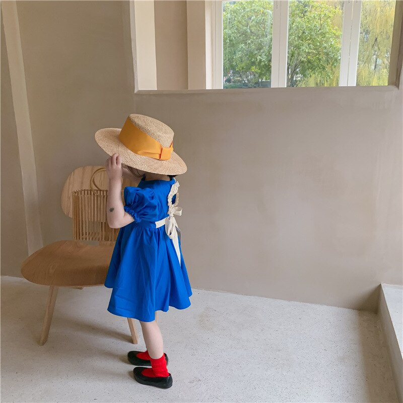 Girl's Blue Bow Tie Princess Dress