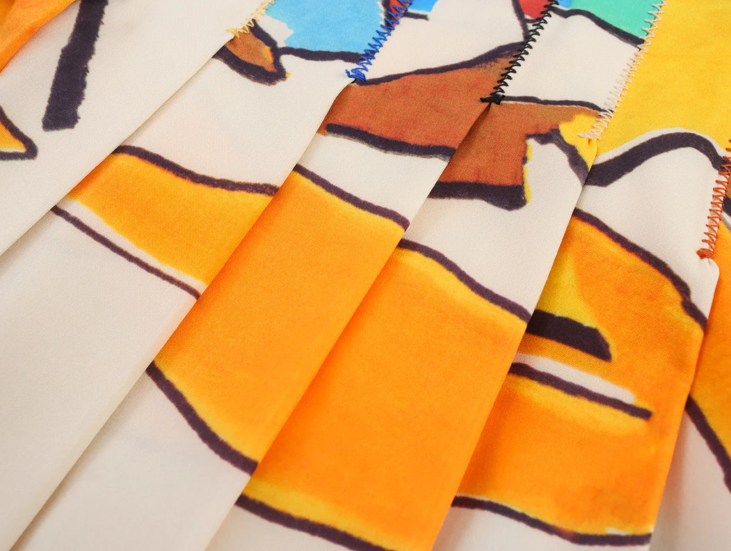 Women's Wide Pleated Printed Skirt - Fashionable Mid-Length Summer Style