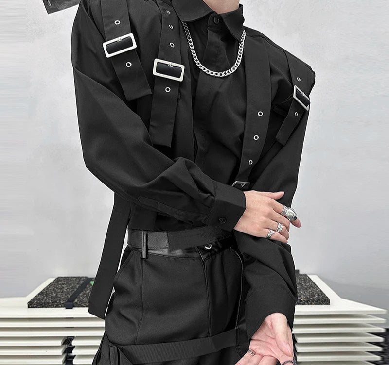 Men's Summer Spring Lace-Up Long Sleeve Oversized Casual Shirt