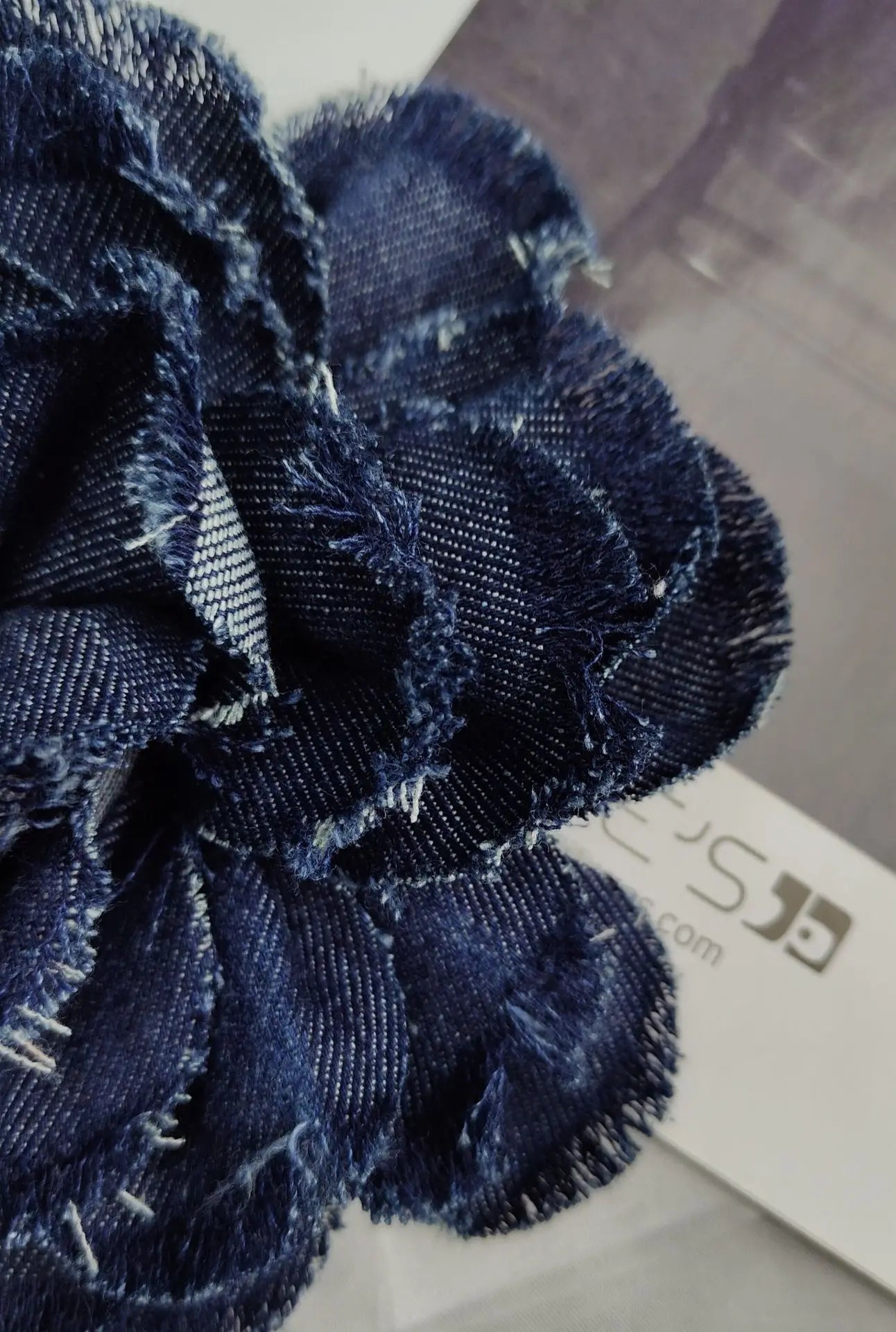 Handmade Denim Rose Flower Brooch - 15cm Fashion Corsage Lapel Pin