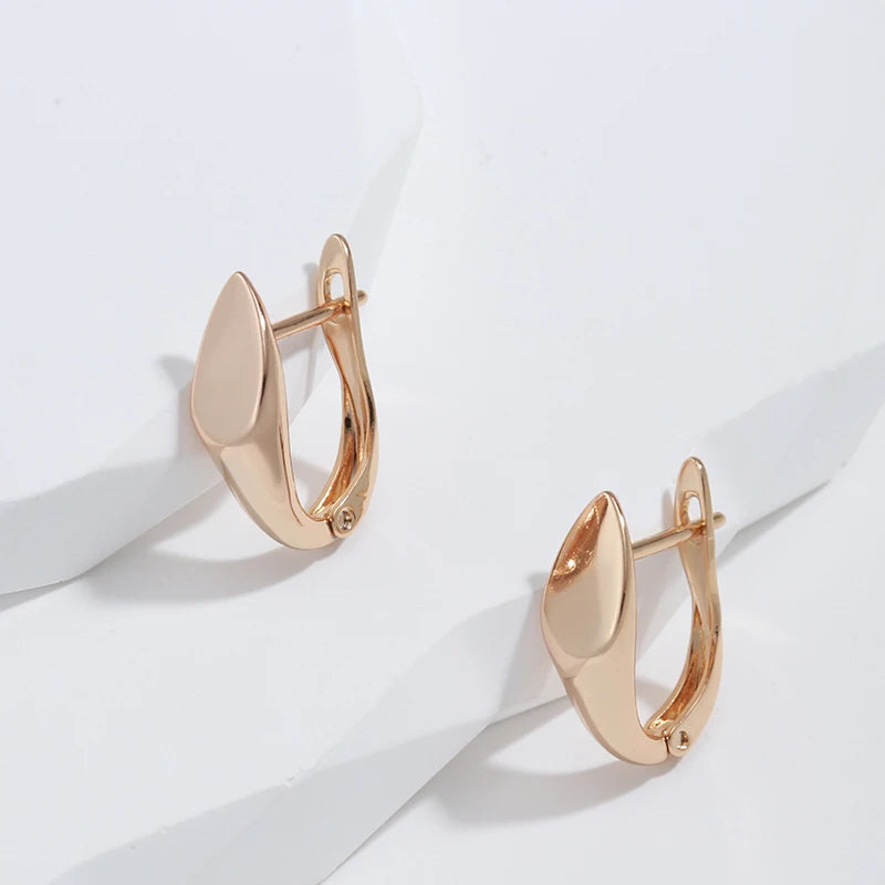 585 Rose Gold Colour Glossy Dangle Earrings Simple Rhombus Earrings For Women