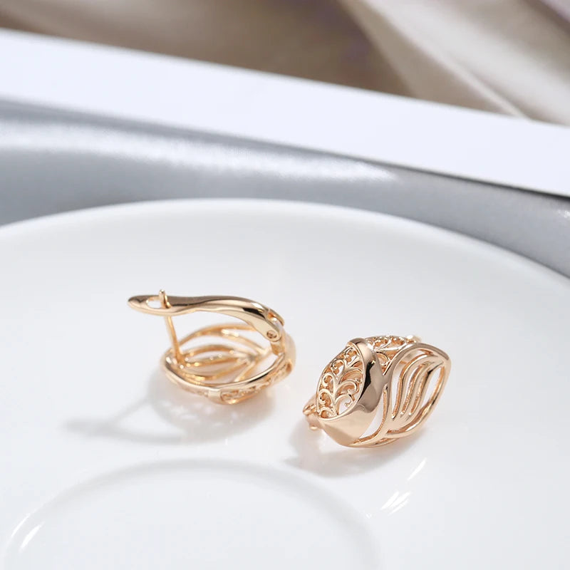 Glossy Dangle Earrings For Women 585 Rose Gold Colour