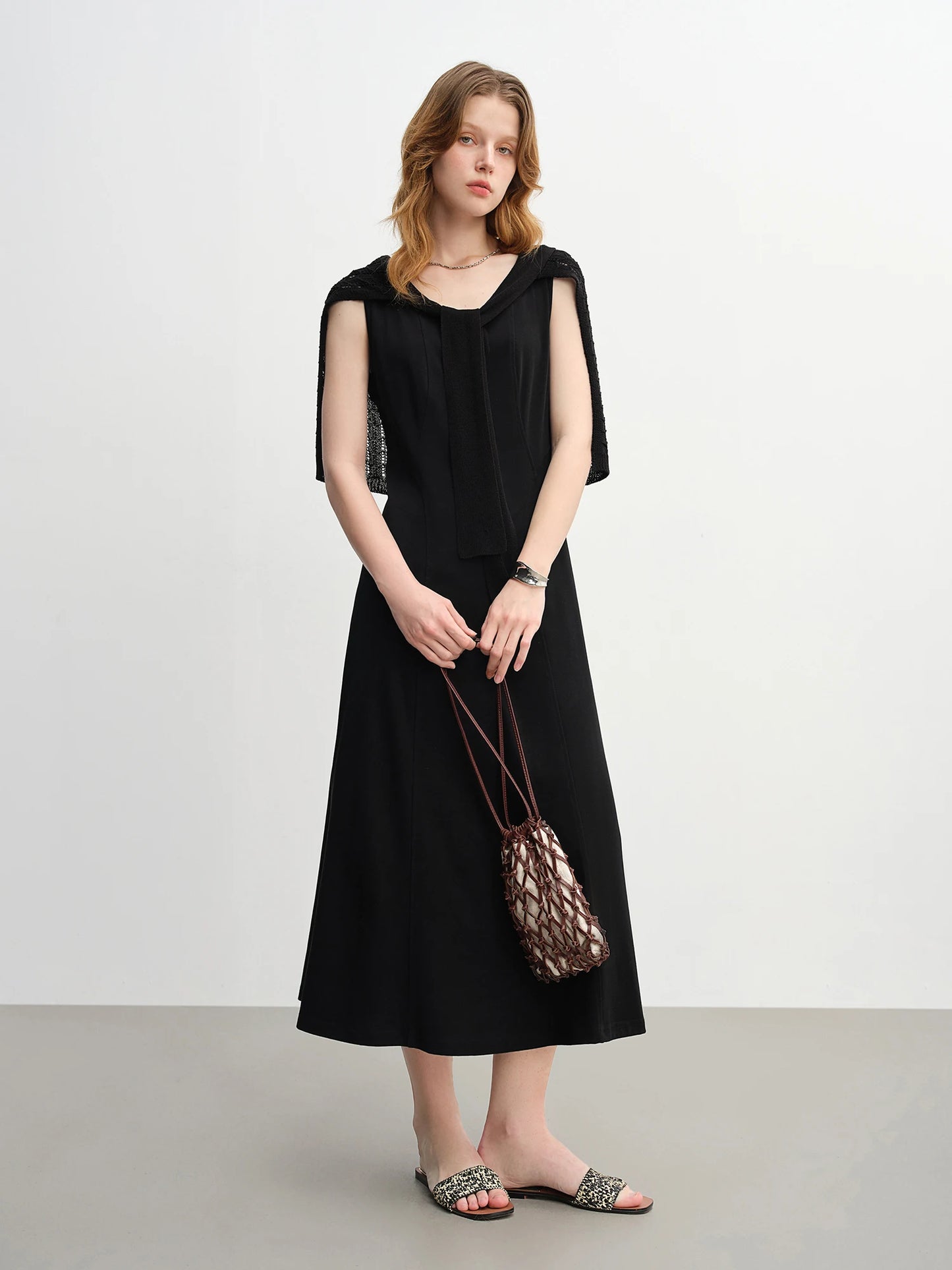 Women's Autumn Clothing Set - Long Sleeve Shirt & A-Line Skirt