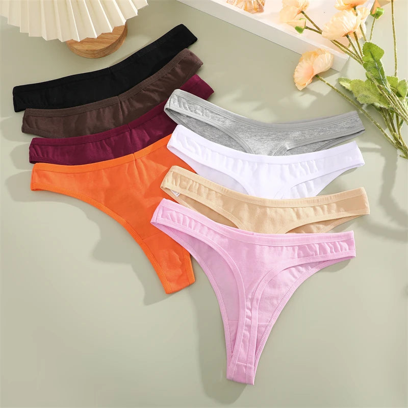3Pcs Cotton Thongs Pantie Low Waist Comfortable Underwear Breathable G-string Soft Lingerie