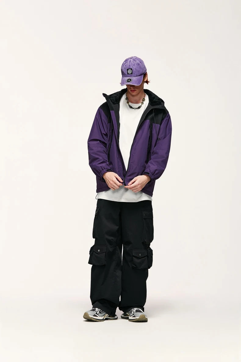 Unisex Winter Arctic Velvet Inner Parkas  High Neck Windproof Cotton Padded Hooded Jacket Outdoor Coat