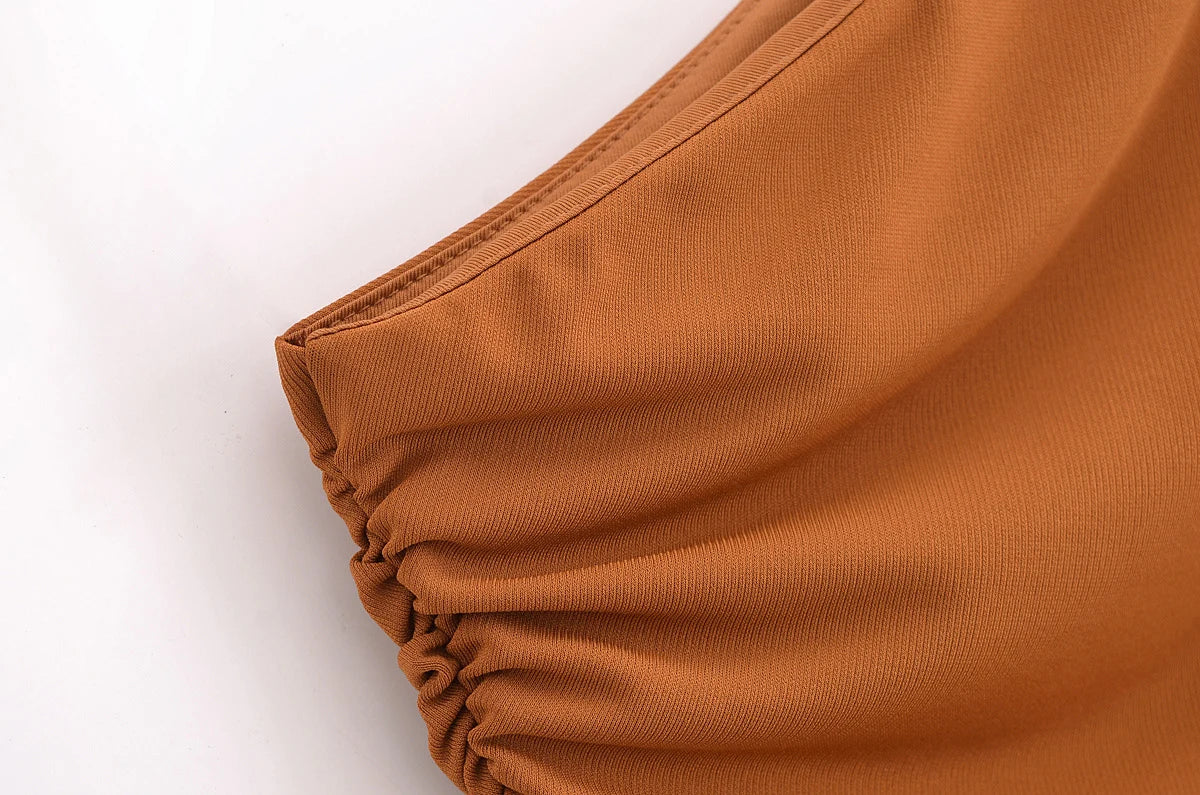 Women's Summer Pleated Temperament Slim Fit Zipper Decoration Asymmetrical Dress