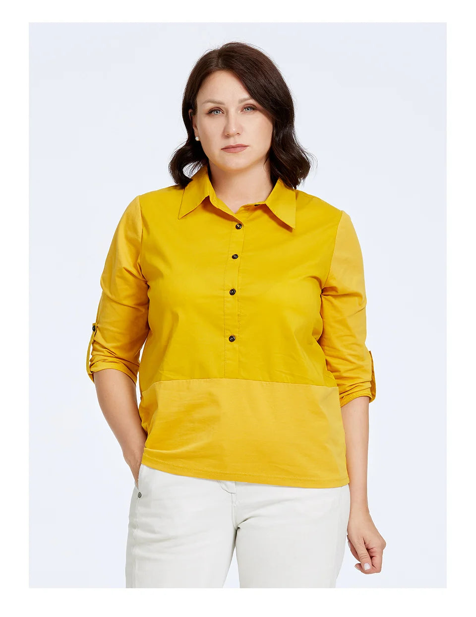 Women's Blouses Elegant Lapel Stitching Plus Size Shirt