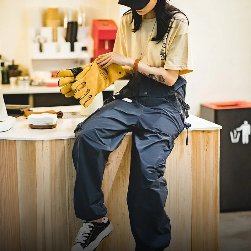 Women's Jumpsuits Retro Overalls Mountain Series Large Pocket Jumpsuit Waterproof Loose Sleeveless Playsuits Cargo Pants