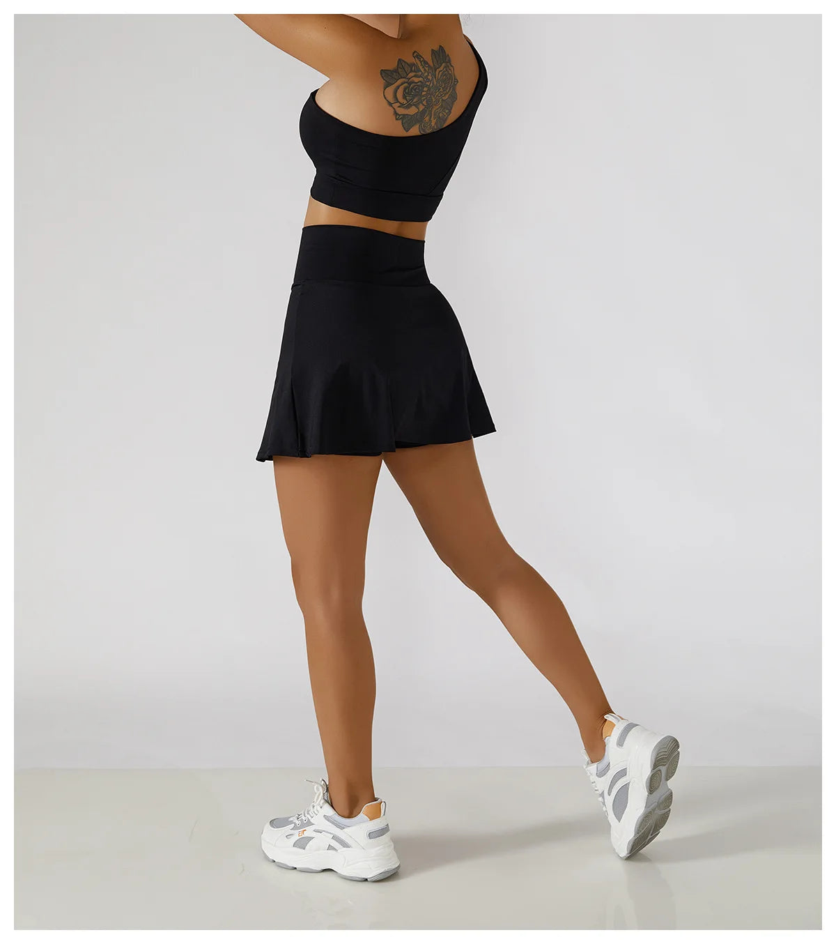 Women’s 2pc Sports Skirt Suit Outdoor Leisure Single Shoulder Bra Suit Quick Drying Tennis Set Yoga workout Skirt Set