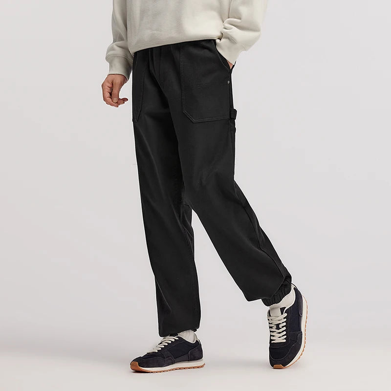 Men's Cargo Jogger Trousers - Drawstring Loose Fit Winter Streetwear Pants