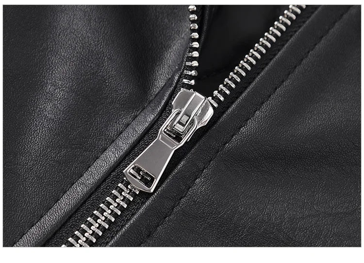 Quilted Faux Leather Cropped Jacket - Women's Winter Outerwear