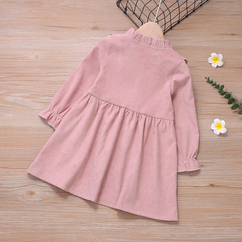 Girl's Long Sleeve Cotton Ruffles Dress