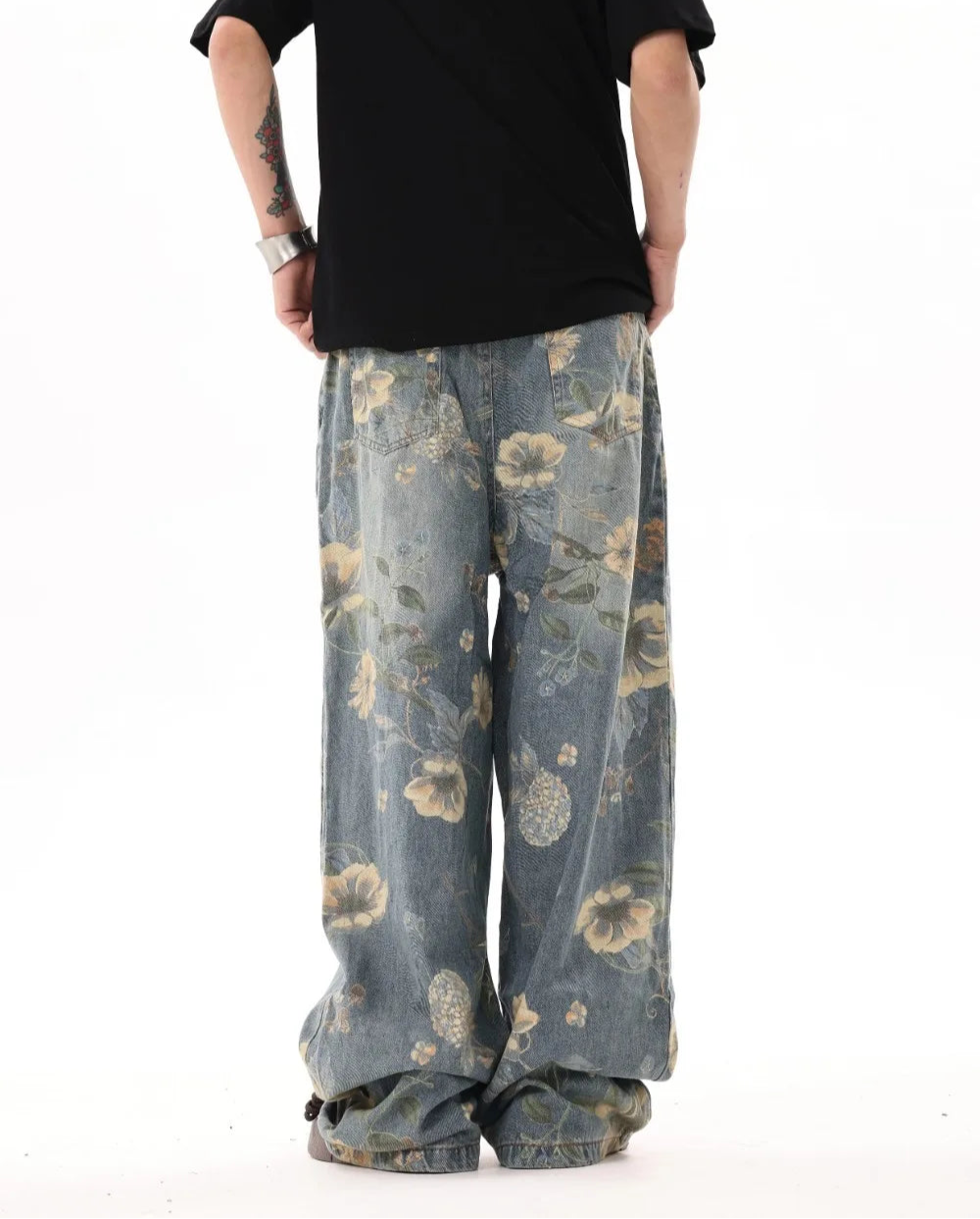Men's Floral Print Jeans