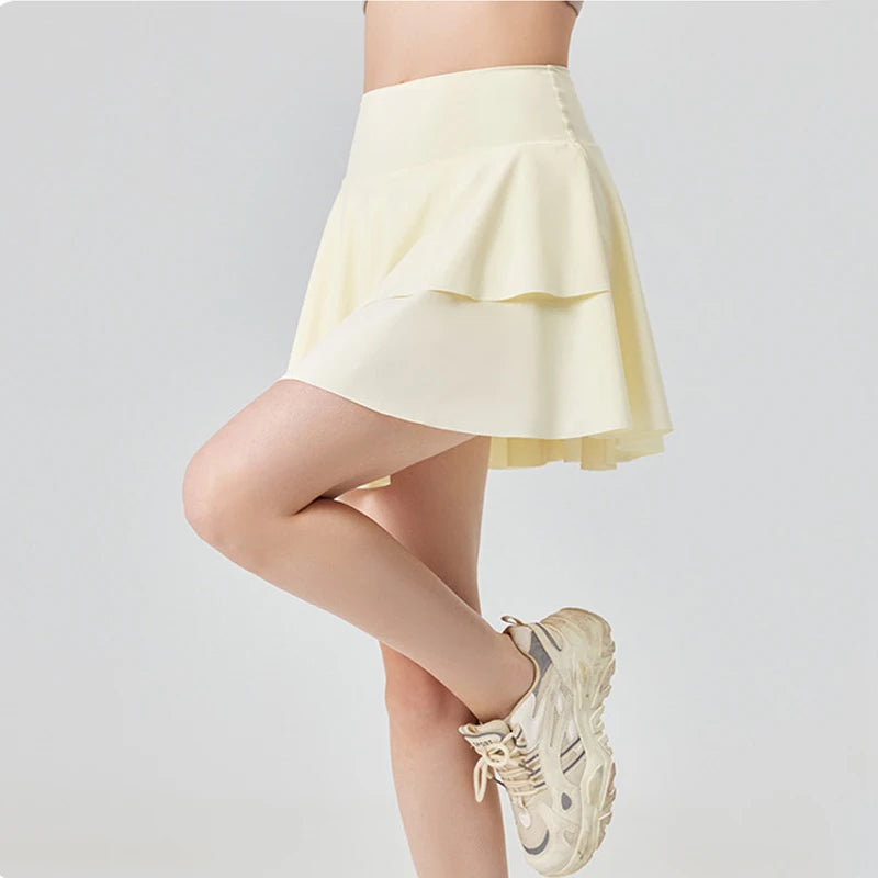 Women's High Waist Tennis Skirt with Built-in Shorts - Quick Dry Athletic Skort