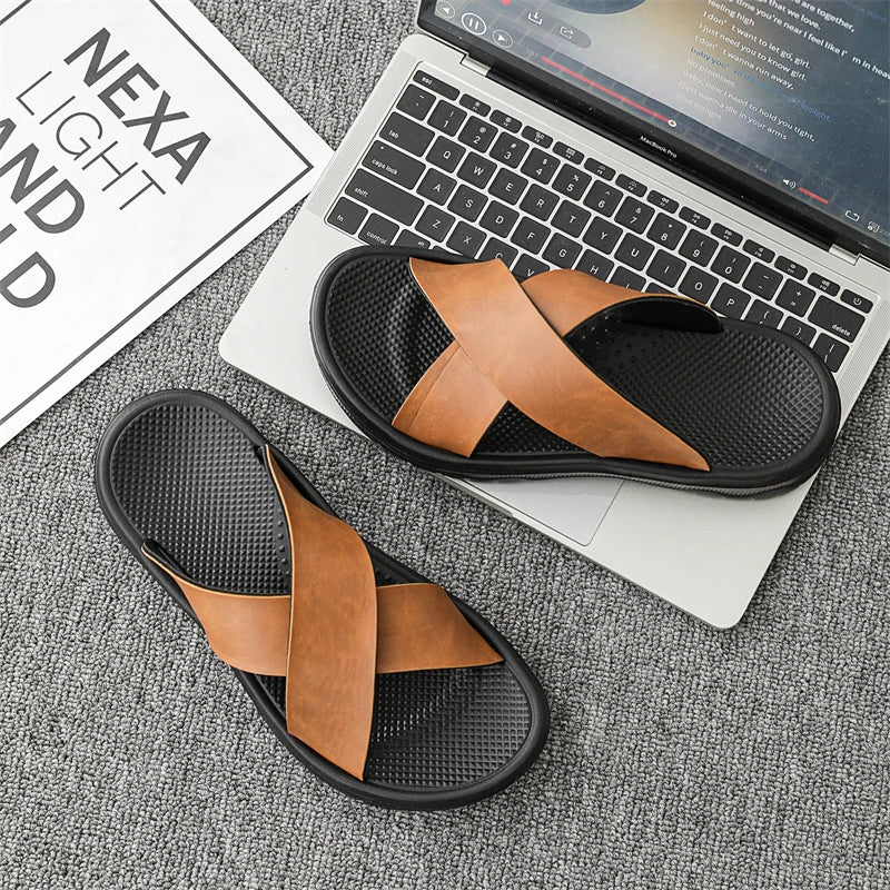 Men's Summer Slides Crossover Slippers Sandals