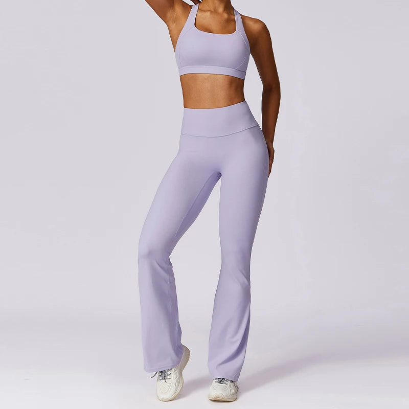 Women's 2Pcs Sports Fitness Tracksuit Workout Sportswear Quick-Drying Yoga Gym Yoga Set
