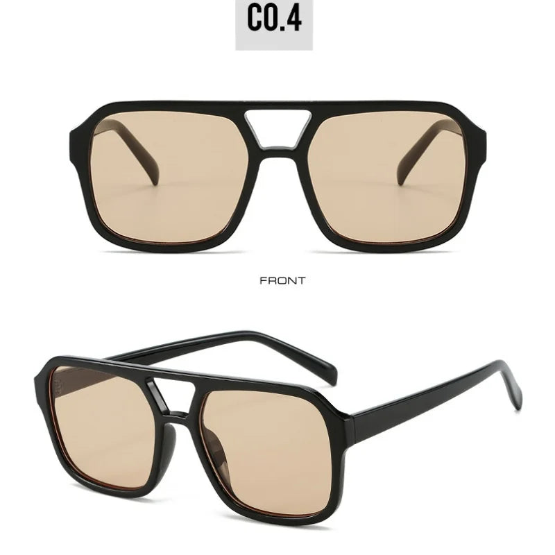 Women's Retro Square Sunglasses - Large Frame UV400 Protection Eyewear