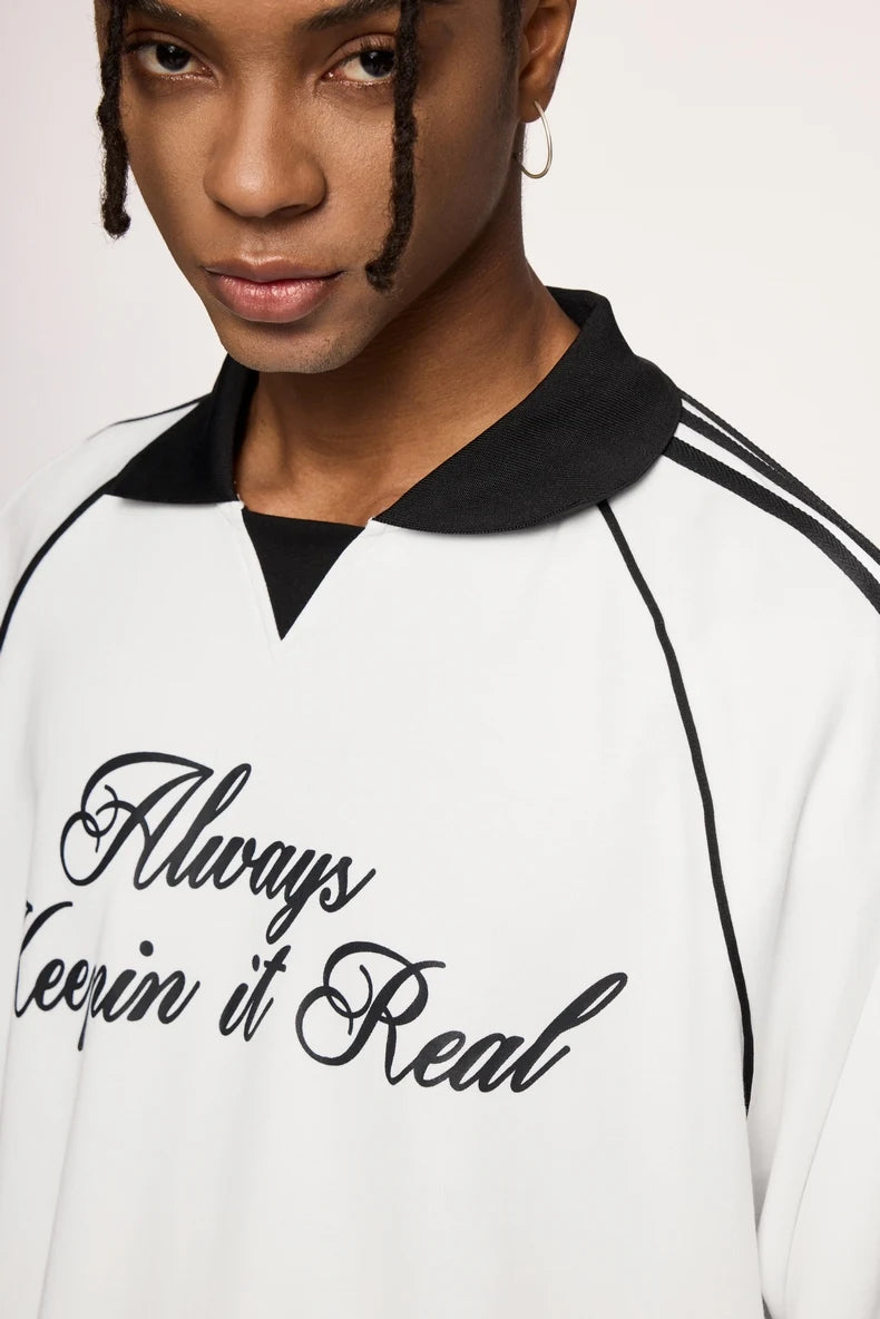 Unisex Streetwear POLO Trendy Oversized Colourblock Long-sleeved T-Shirt