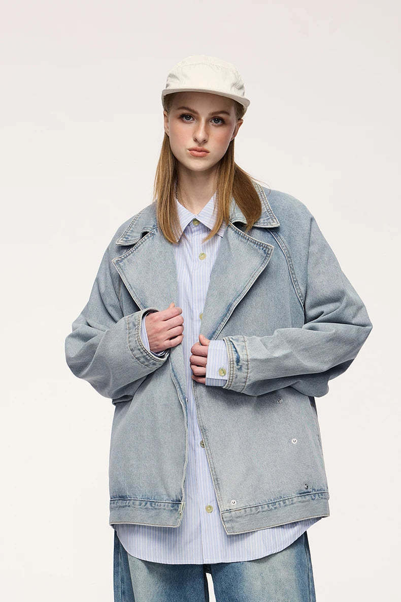 Unisex Vintage Distressed Denim Jacket