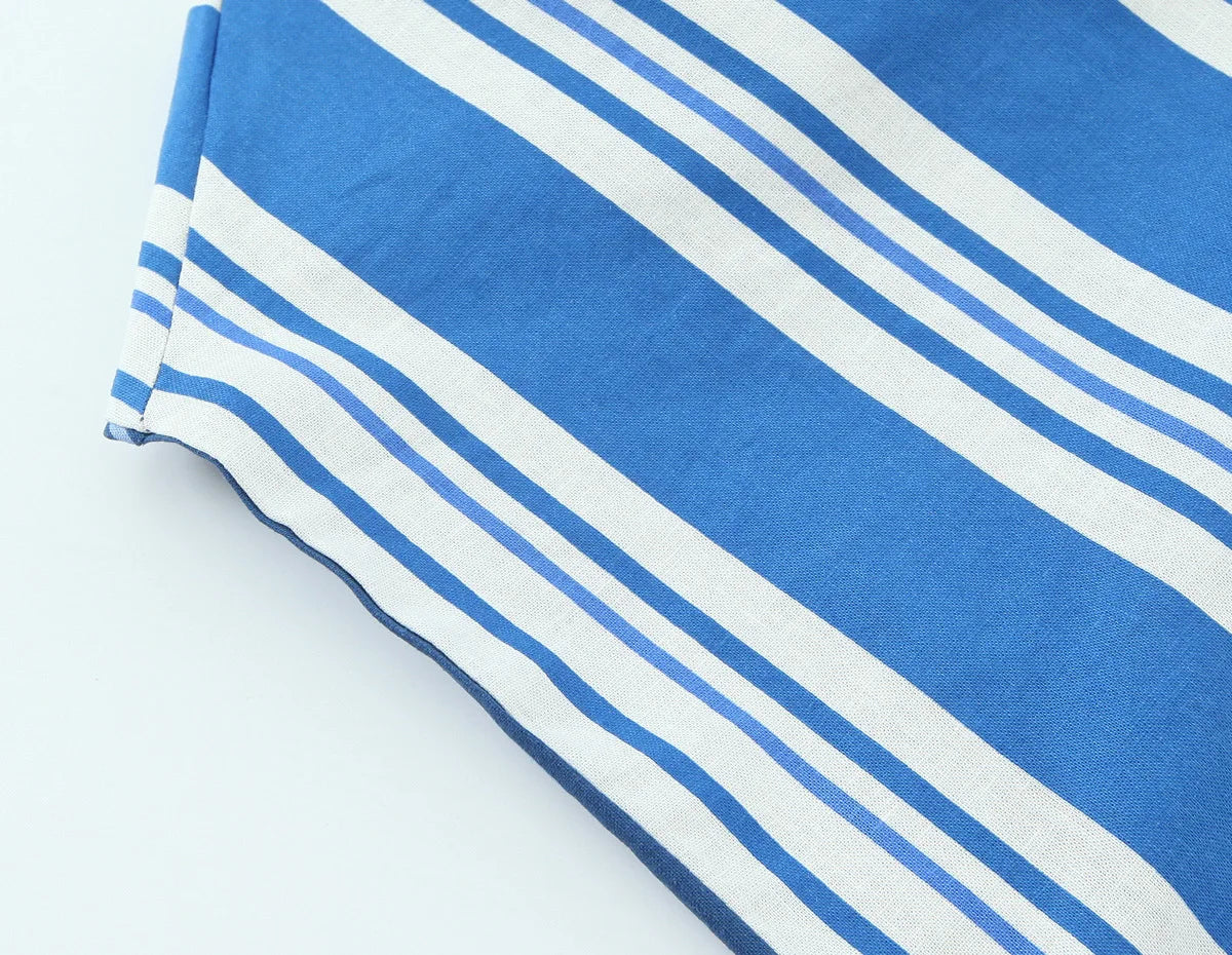 Women's Linen Striped Strapless Top - Slim Fit Summer Bandeau