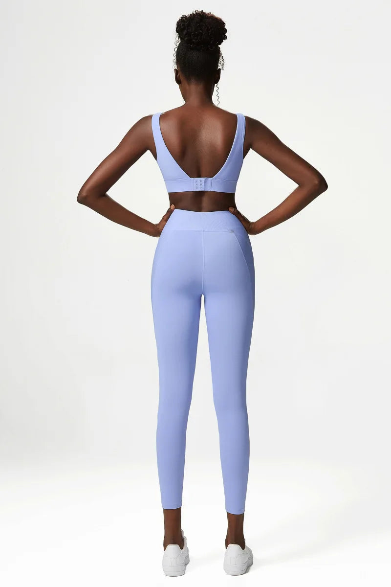Women's 2 Pieces Fitness Yoga Set - Stretchy Sports Gym Sports Bra and High Waist Workout Leggings