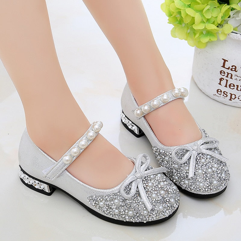 Girls Flower Glitter Butterfly Knot Shoes