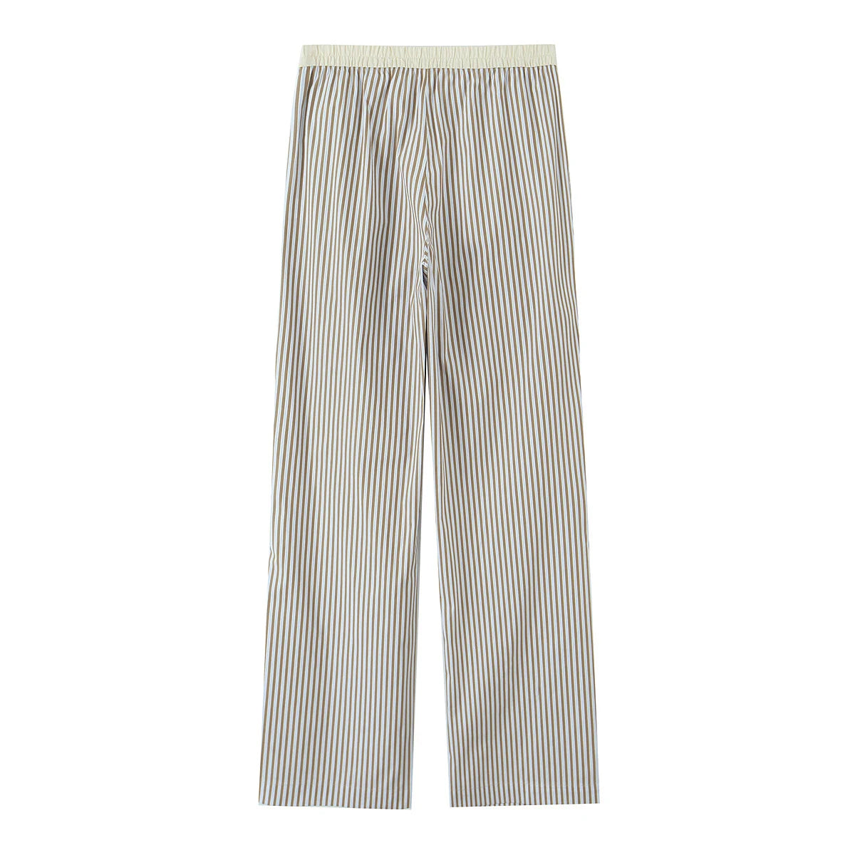 Women's Style Bow Embellished Thin Stripe Vest Top Lazy Style Loose Straight Leg Wide Leg Trousers