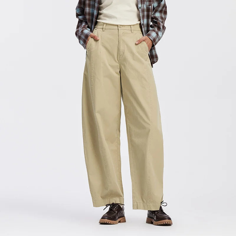 Women's Distressed Loose Trousers - Brushed Split Curved Hem Casual Autumn Pants