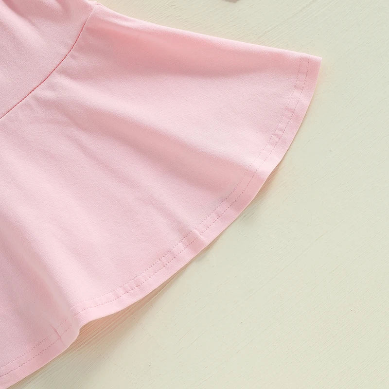 Girls' Ruffled A-Line Skirt - Solid Colour Elastic Waist Mini Skirt