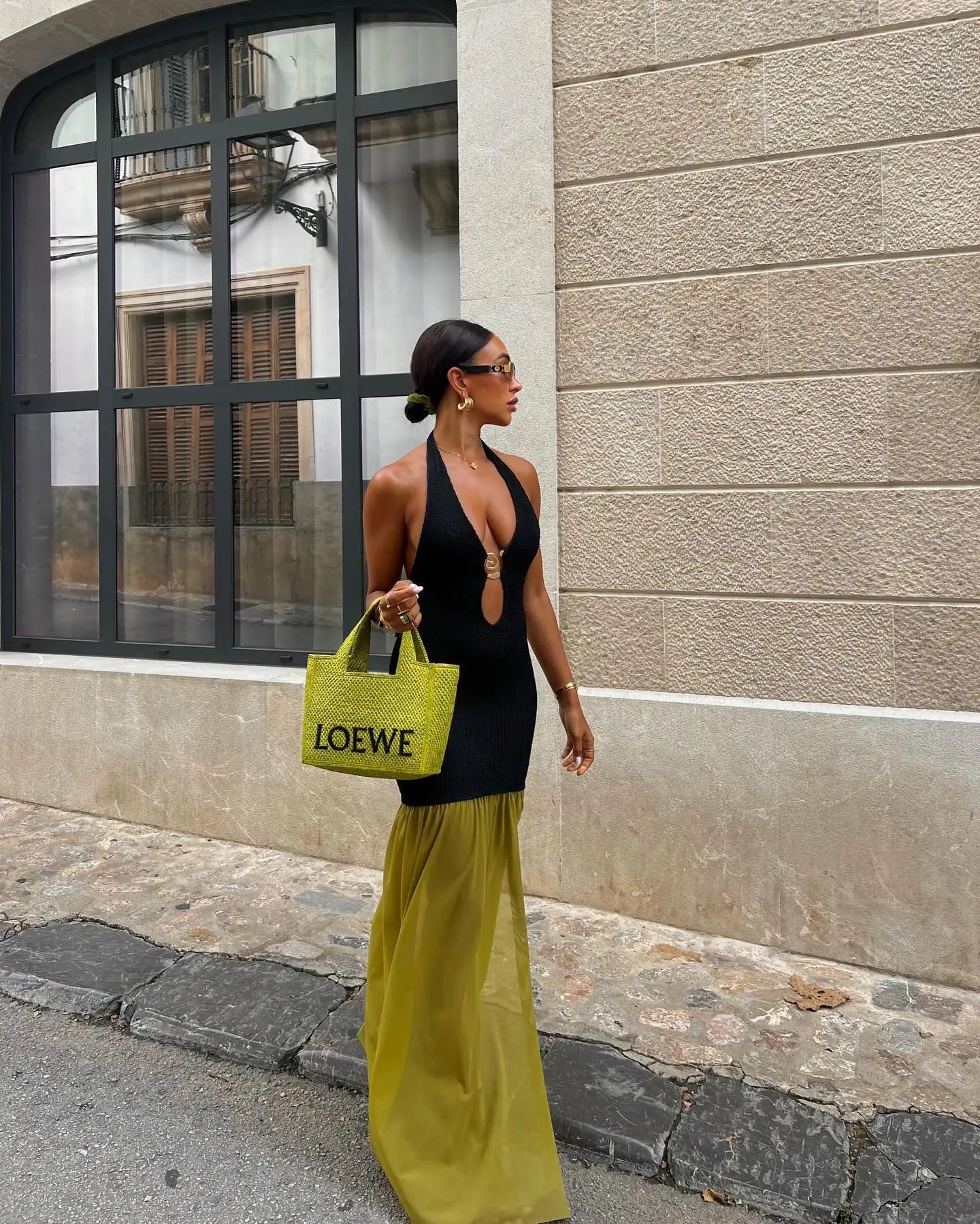Women’s Chiffon Metallic Ruched Patchwork Cut Out V Neck Backless Halter Casual Column Sleeveless Summer Dress