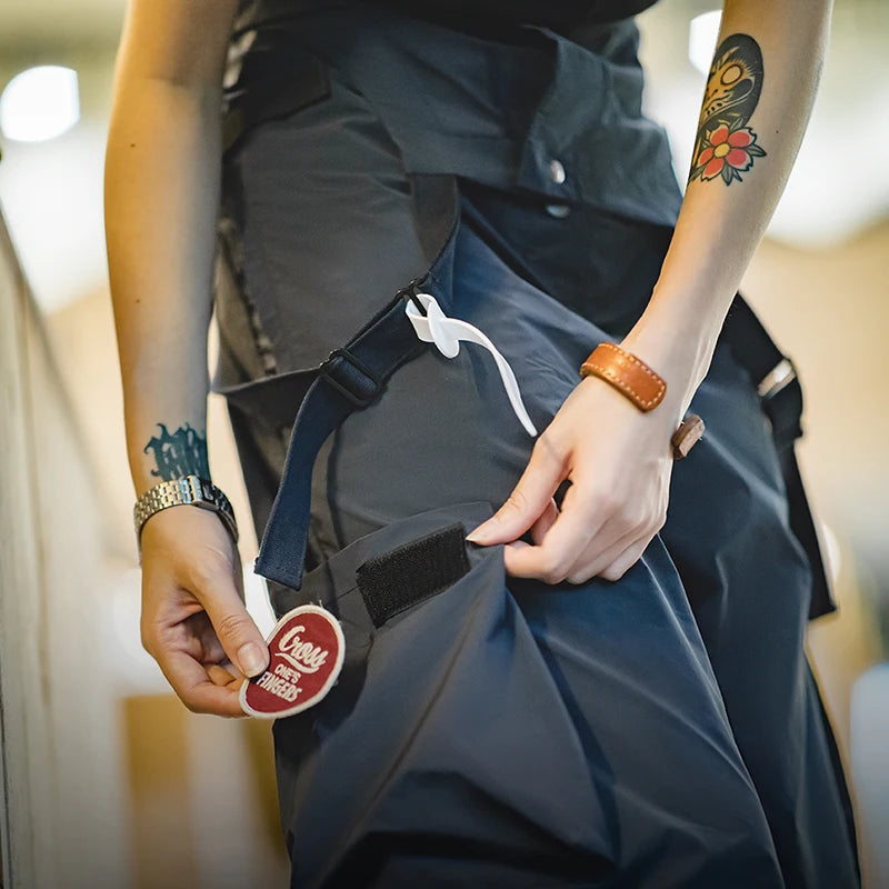 Women's Jumpsuits Retro Overalls Mountain Series Large Pocket Jumpsuit Waterproof Loose Sleeveless Playsuits Cargo Pants