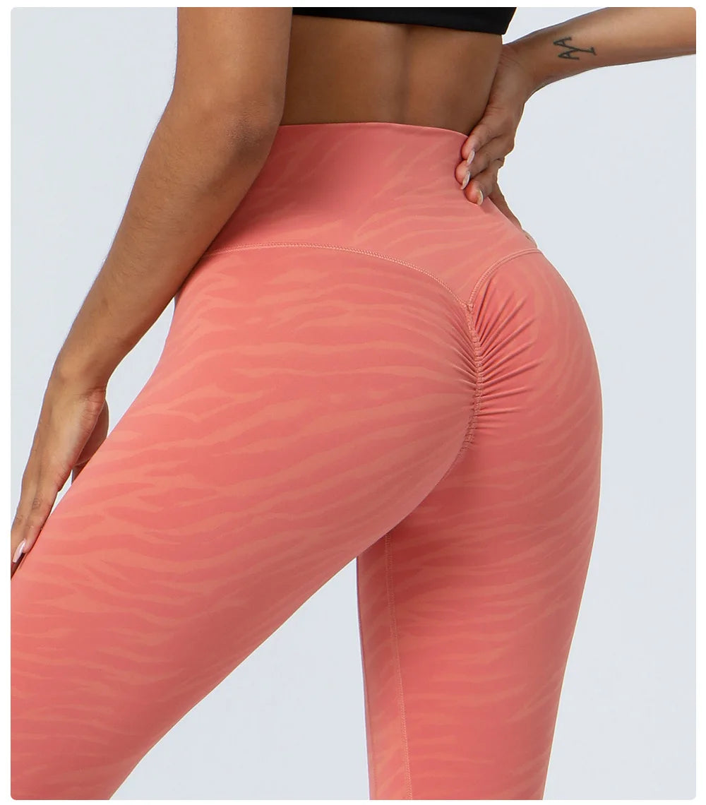 Women's High Waist Yoga Pants Buttery Soft Zebra Stripe Printed Sports Leggings Breathable Workout Running Tights Sportswear