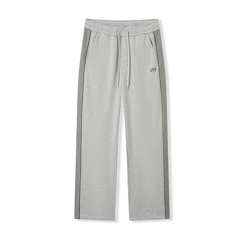 Men's Winter Knit Trousers - Loose Straight Leg Couple Casual Pants Black