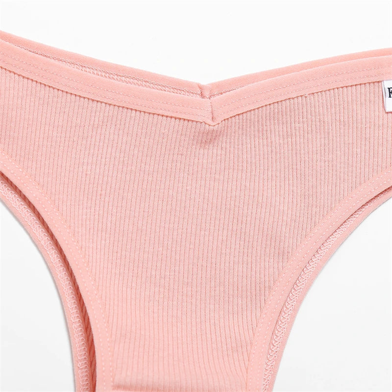 Women's Cotton Brazilian Panties V-Waist Thongs Underwear - Low-Rise Briefs Seamless Lingerie