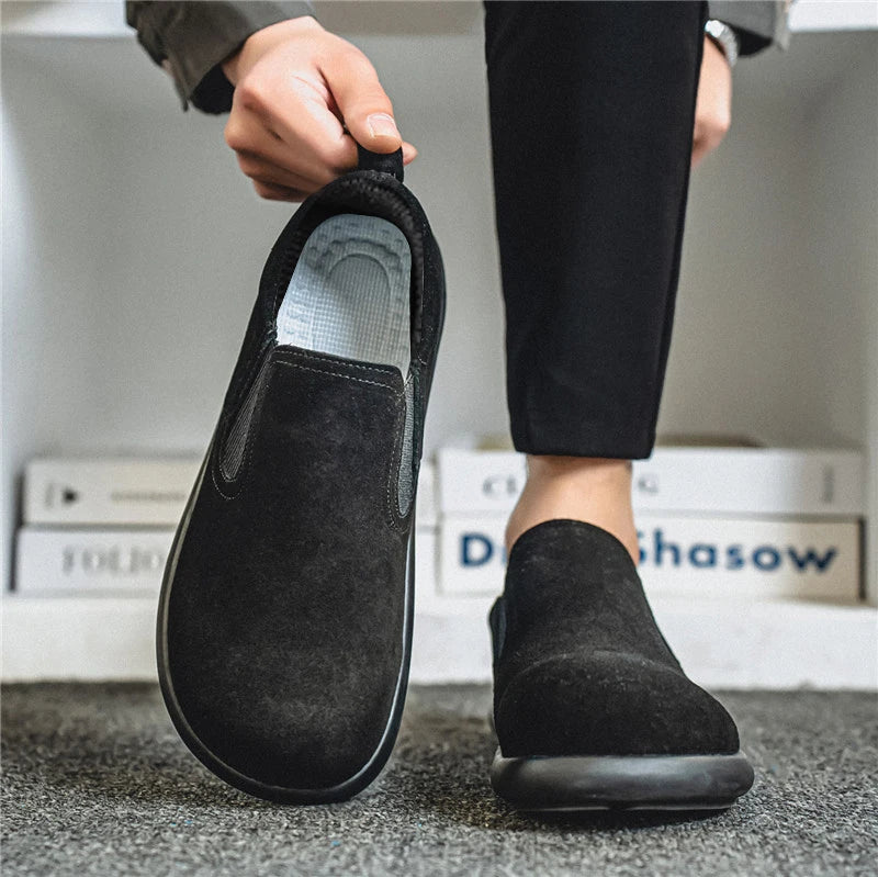 Men's Casual Sneakers British Style Loafers Slip-on Suede Leather Shoes