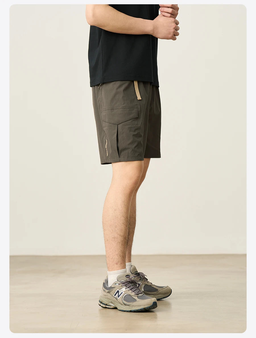Men's Summer Oversize 145gsm Elastic Quick Dry Fabric Elastic Waist Cargo Shorts