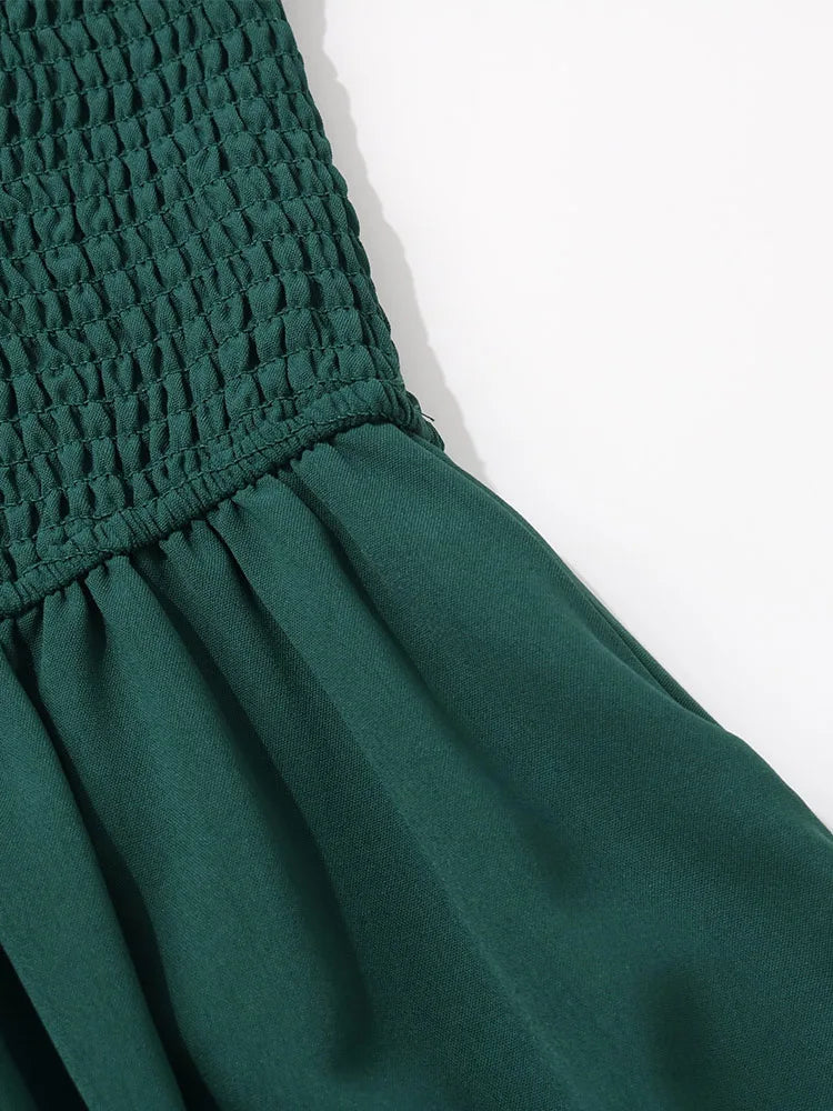 Women's Autumn Winter Elegant V-neck Lace Mid-Length High Waist Dress