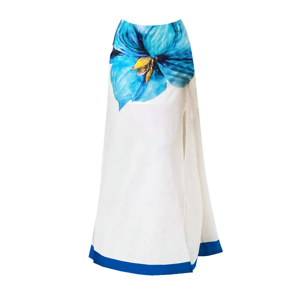 Women's Cut out Swimwear and Skirt Halter Sleeveless Halter Print Patchwork Long Dress